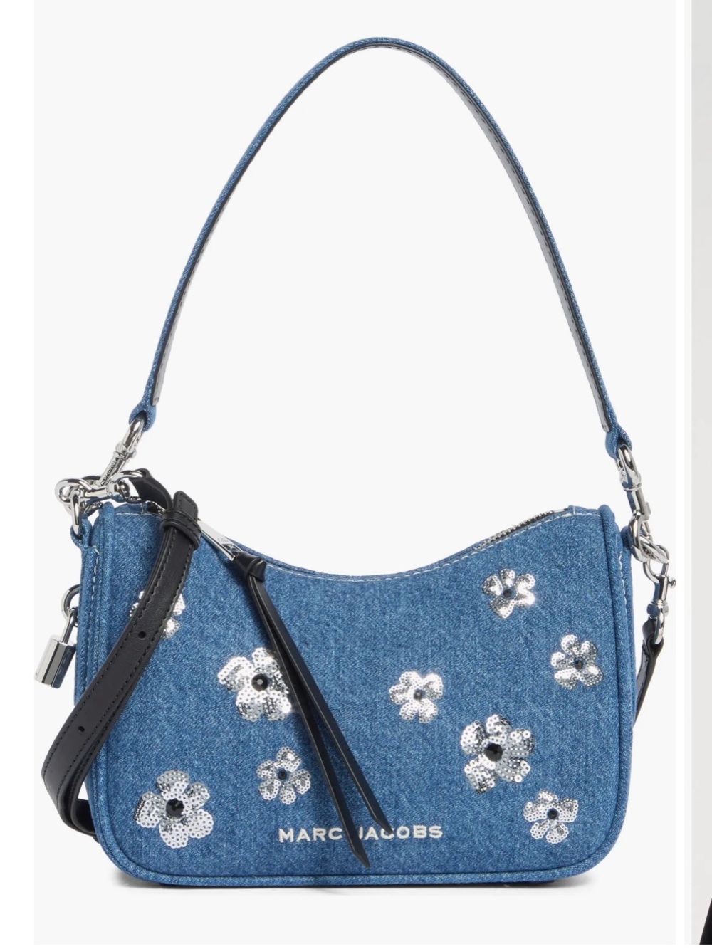 Marc Jacobs Blue Sequin Floral Denim Shoulder Bag NWT